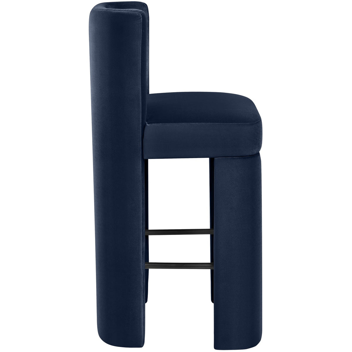 Zuno Navy Velvet Performance Fabric Upholstered Bar Stool Set of 2