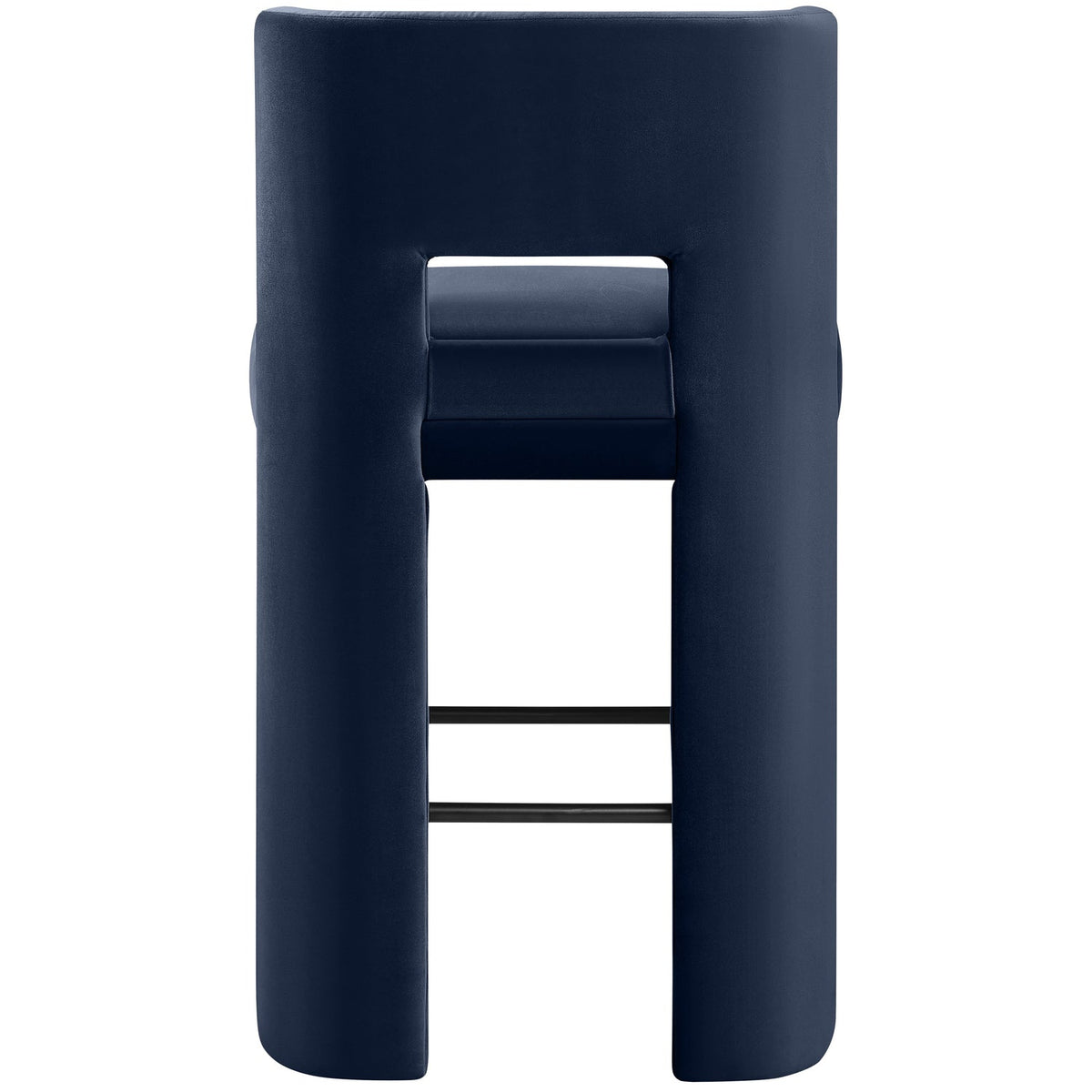 Zuno Navy Velvet Performance Fabric Upholstered Bar Stool Set of 2