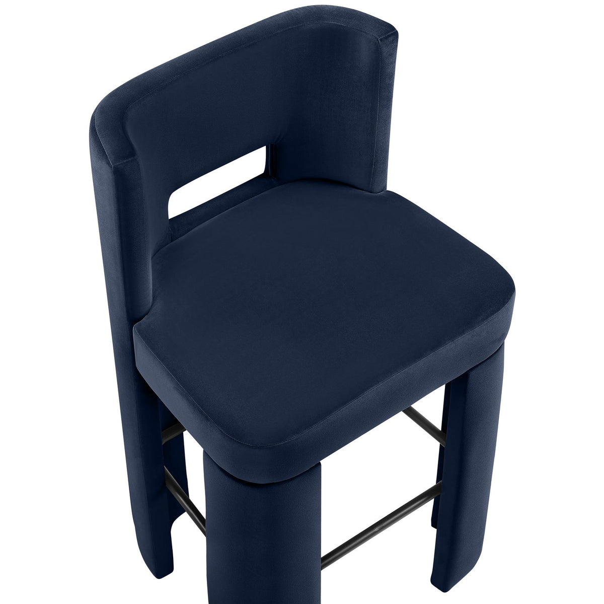 Zuno Navy Velvet Performance Fabric Upholstered Bar Stool Set of 2