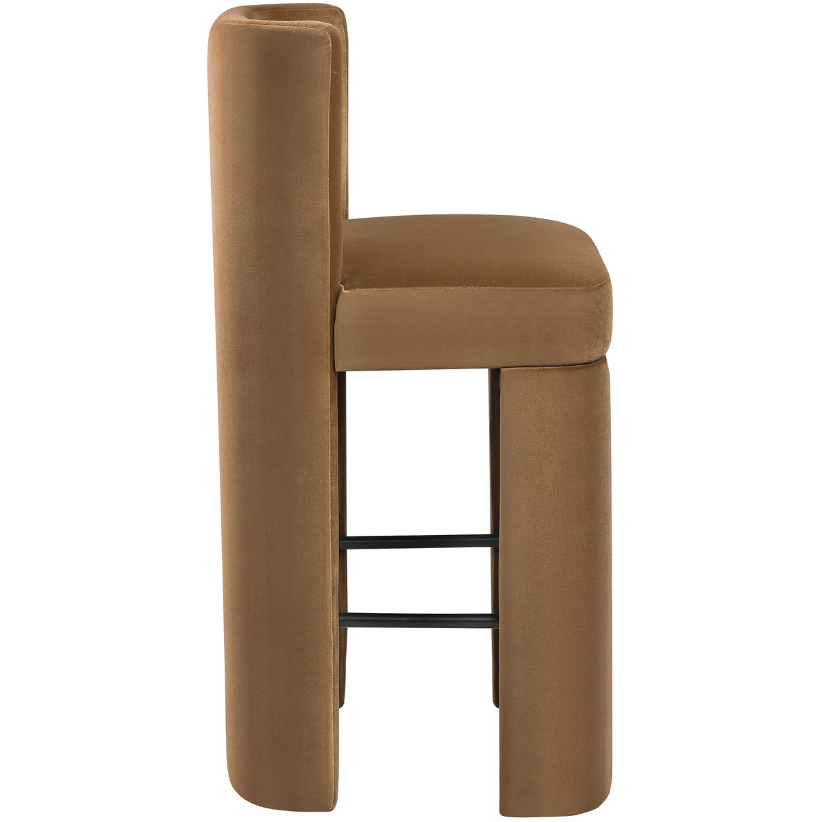 Zuno Saddle Velvet Performance Fabric Upholstered Bar Stool Set of 2