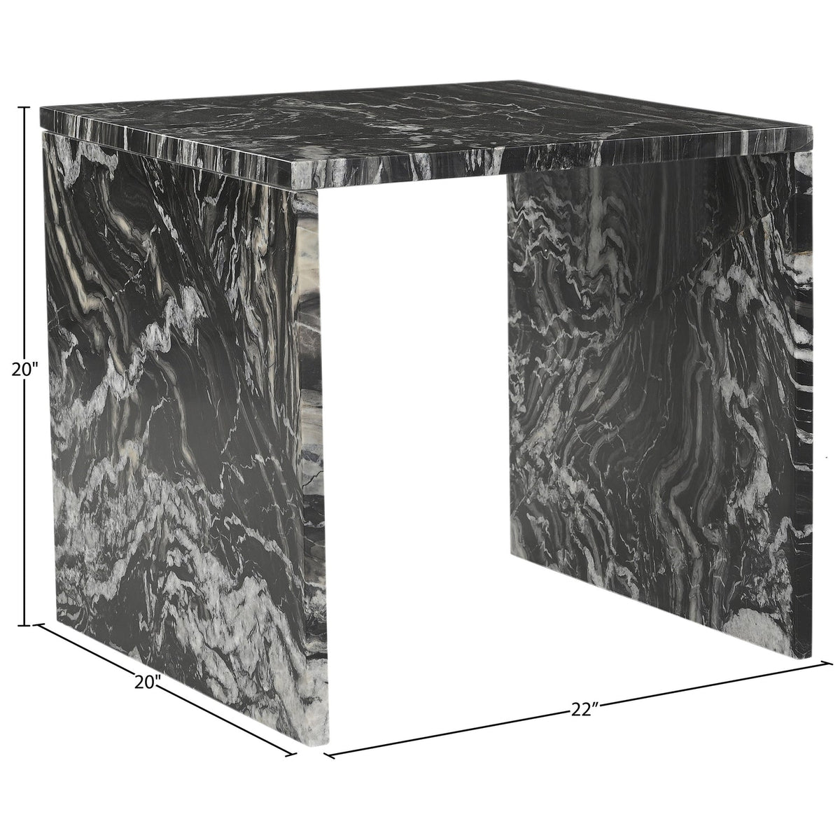 Vernazza Black Genuine Marble End Side Table Set of 2