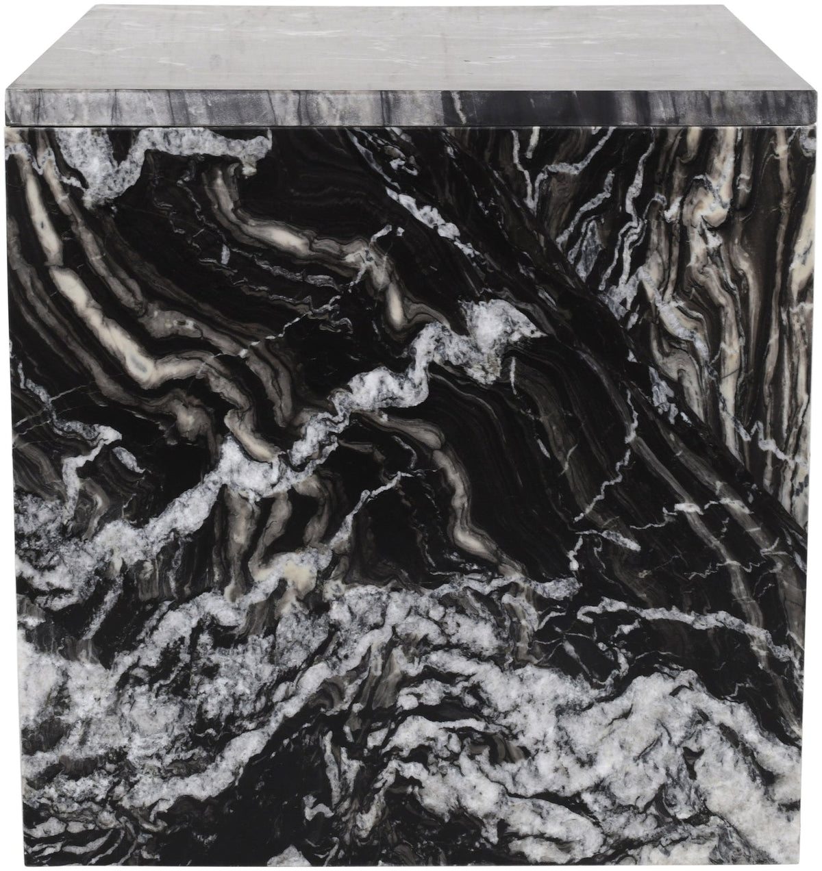 Vernazza Black Genuine Marble End Side Table Set of 2