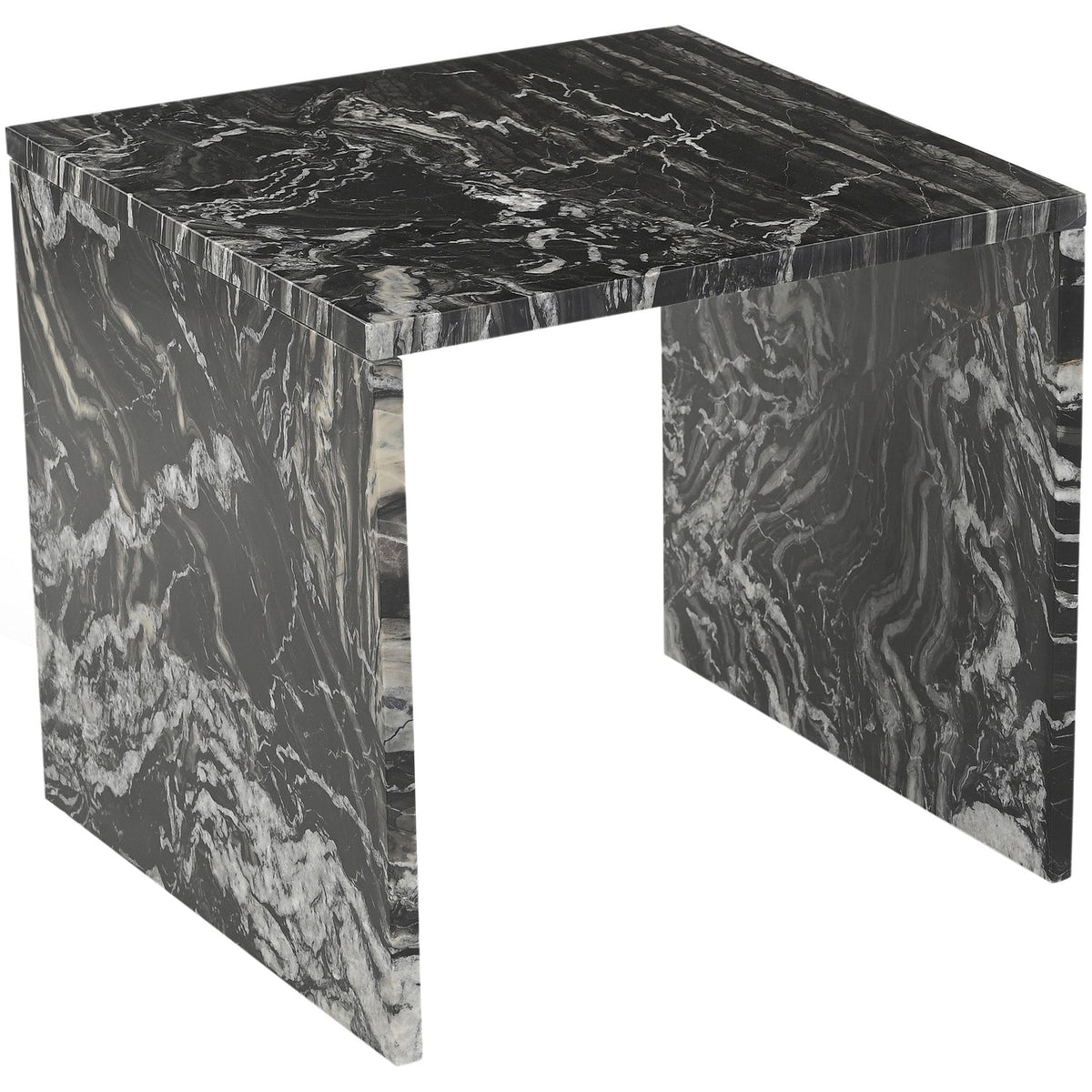 Vernazza Black Genuine Marble End Side Table Set of 2
