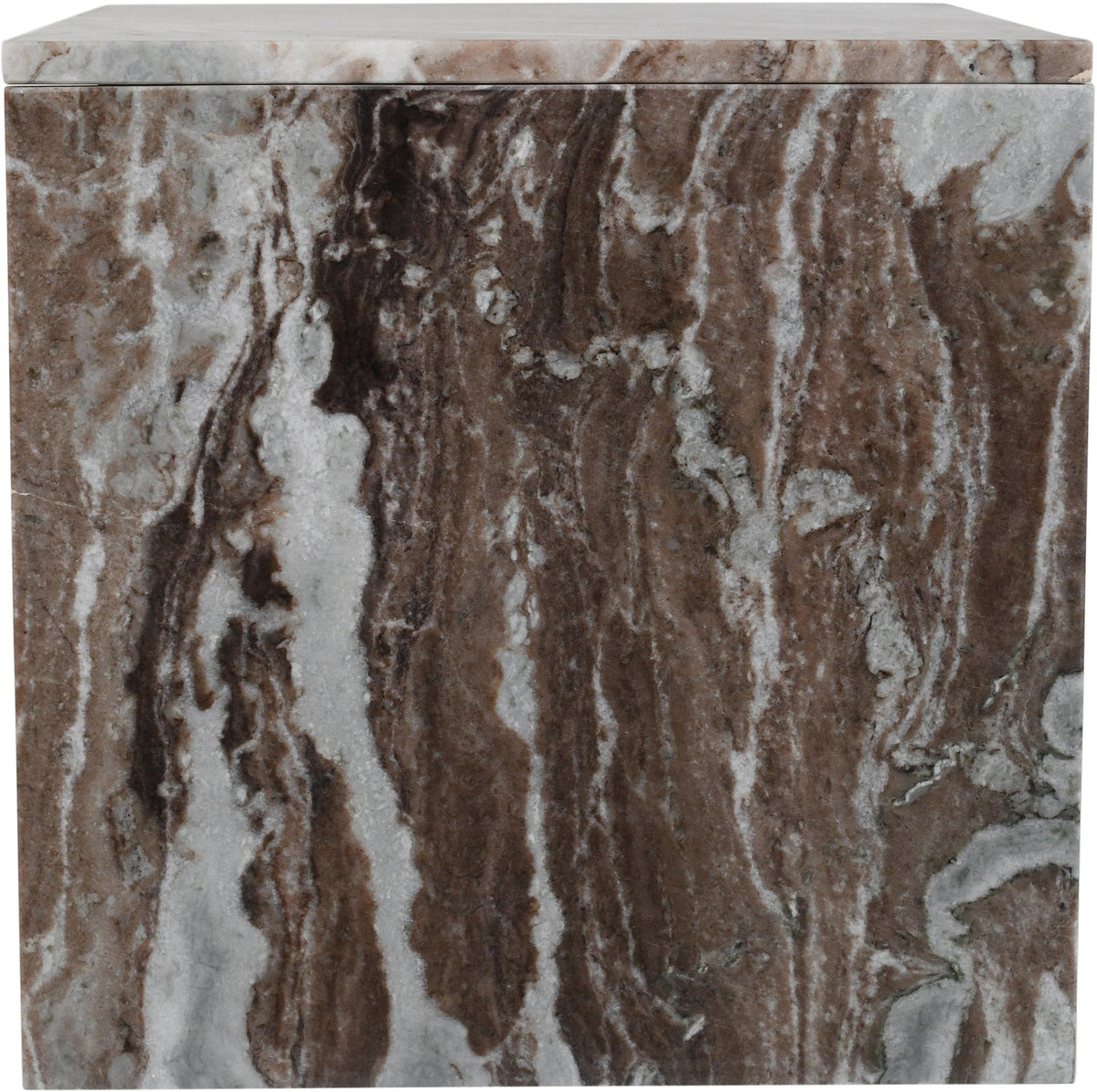 Vernazza Brown Genuine Marble End Side Table Set of 2