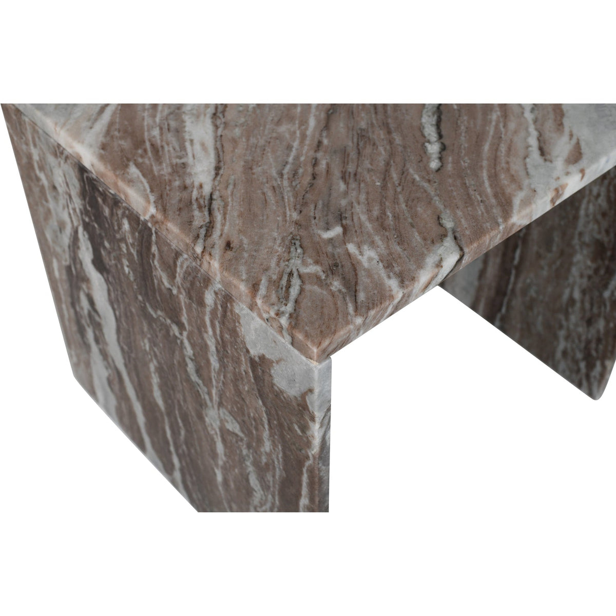 Vernazza Brown Genuine Marble End Side Table Set of 2