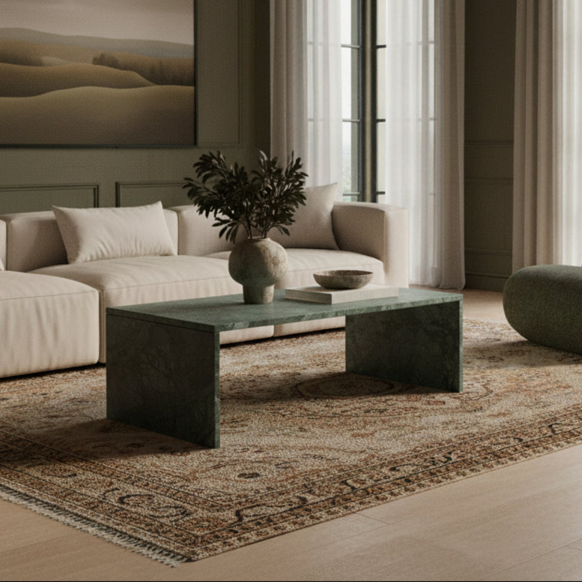 Vernazza Green Genuine Marble Coffee Table