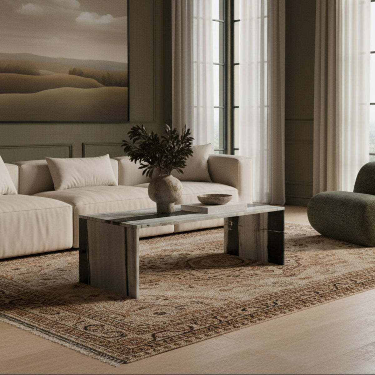 Vernazza Panda Genuine Marble Coffee Table