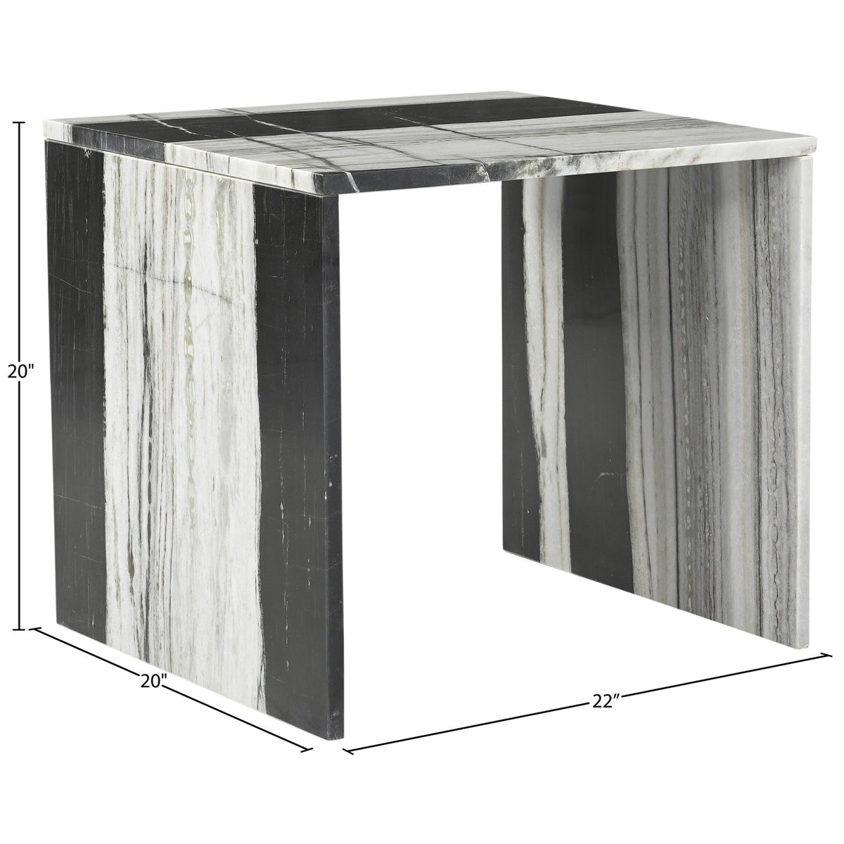 Vernazza Panda Genuine Marble End Side Table Set of 2