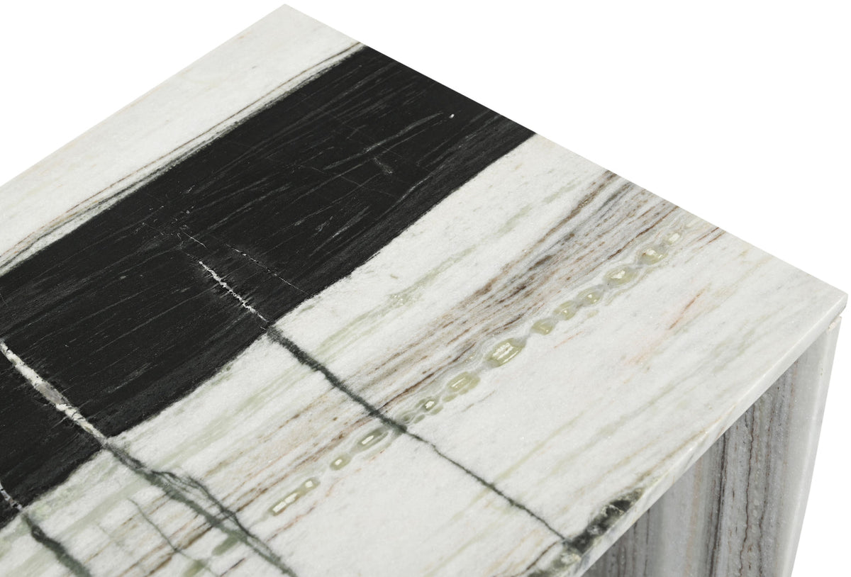 Vernazza Panda Genuine Marble End Side Table Set of 2