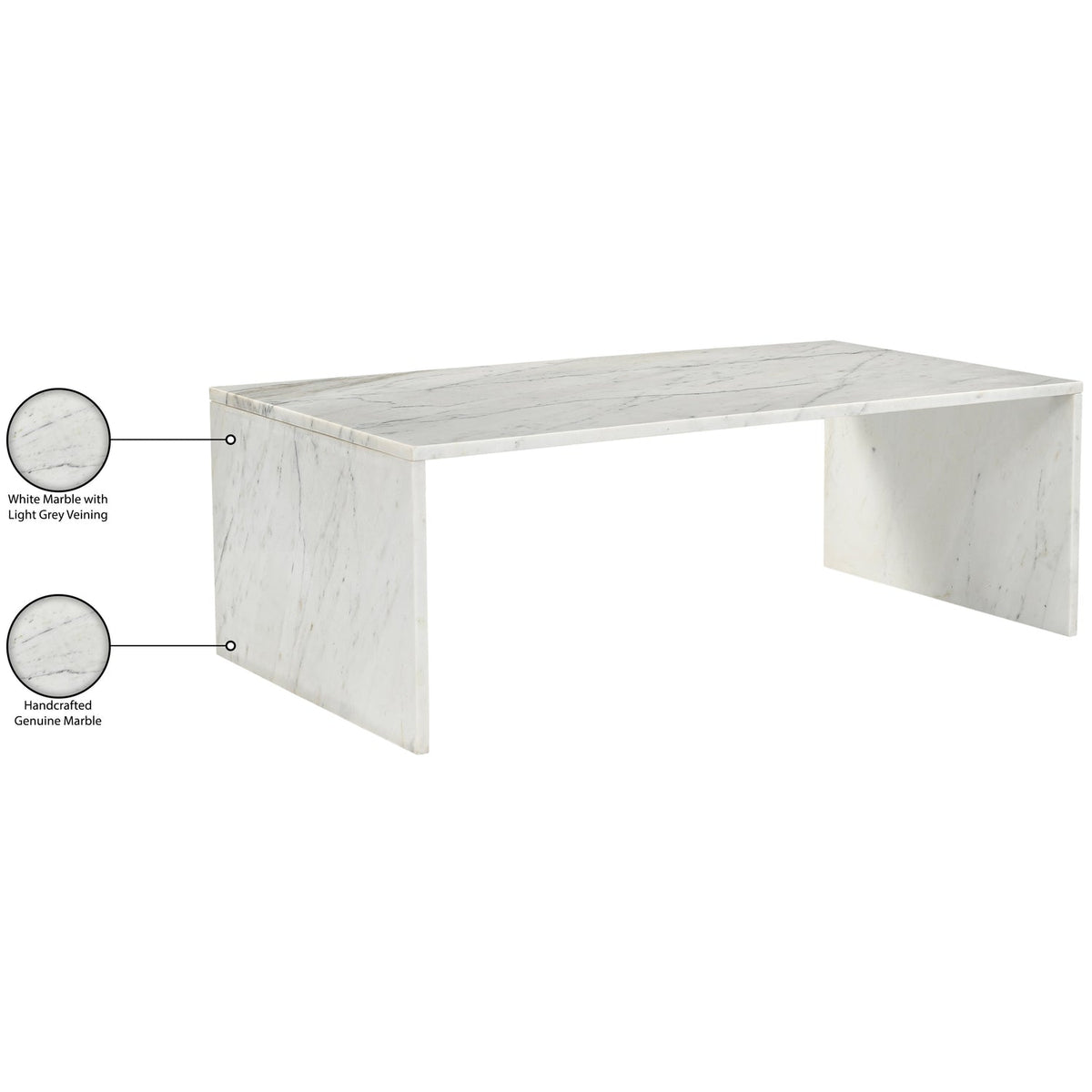 Vernazza White Genuine Marble Coffee Table