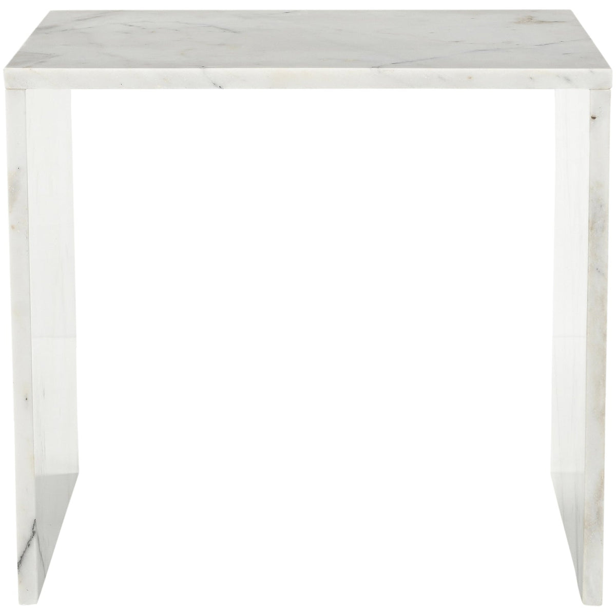 Vernazza White Genuine Marble End Side Table Set of 2
