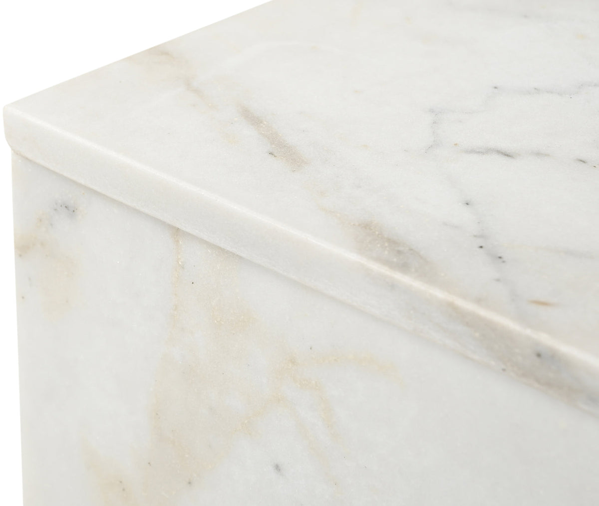 Vernazza White Genuine Marble End Side Table Set of 2