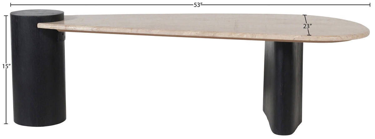 Taverna Natural Travertine Top And Oak Wood Base Coffee Table