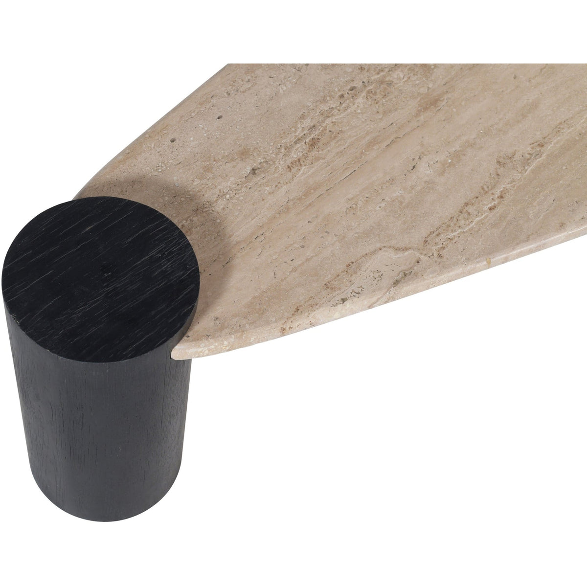 Taverna Natural Travertine Top And Oak Wood Base Coffee Table