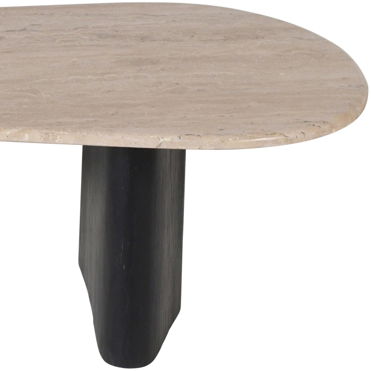 Taverna Natural Travertine Top And Oak Wood Base Coffee Table