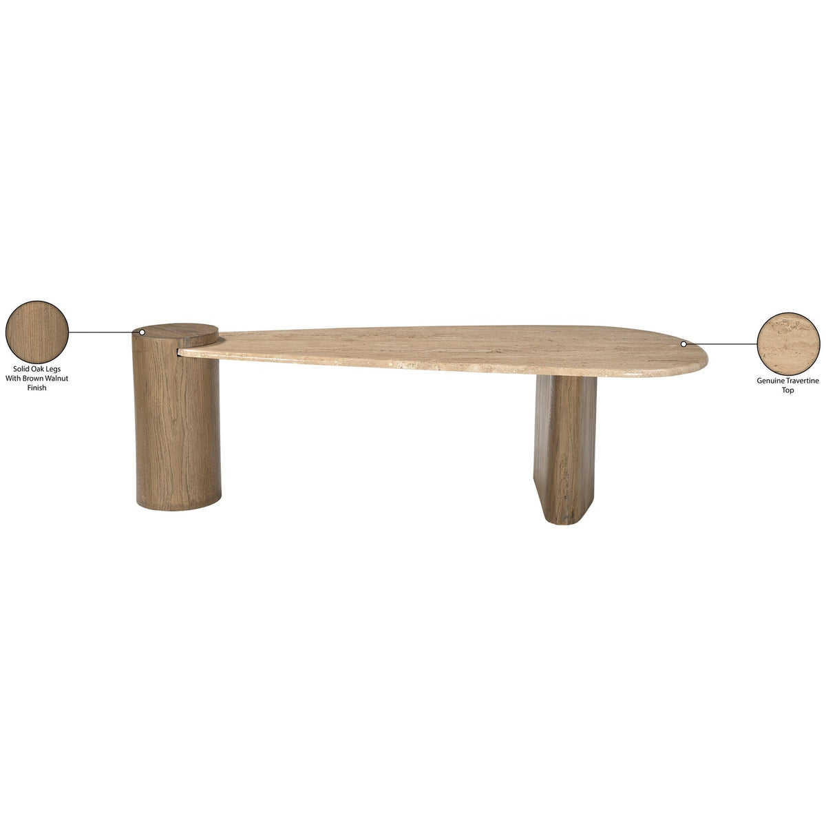 Taverna Natural Travertine Top And Oak Wood Base Coffee Table
