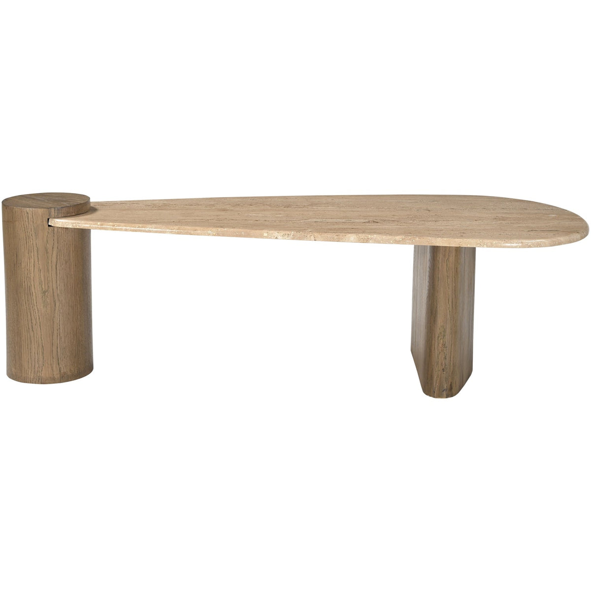 Taverna Natural Travertine Top And Oak Wood Base Coffee Table