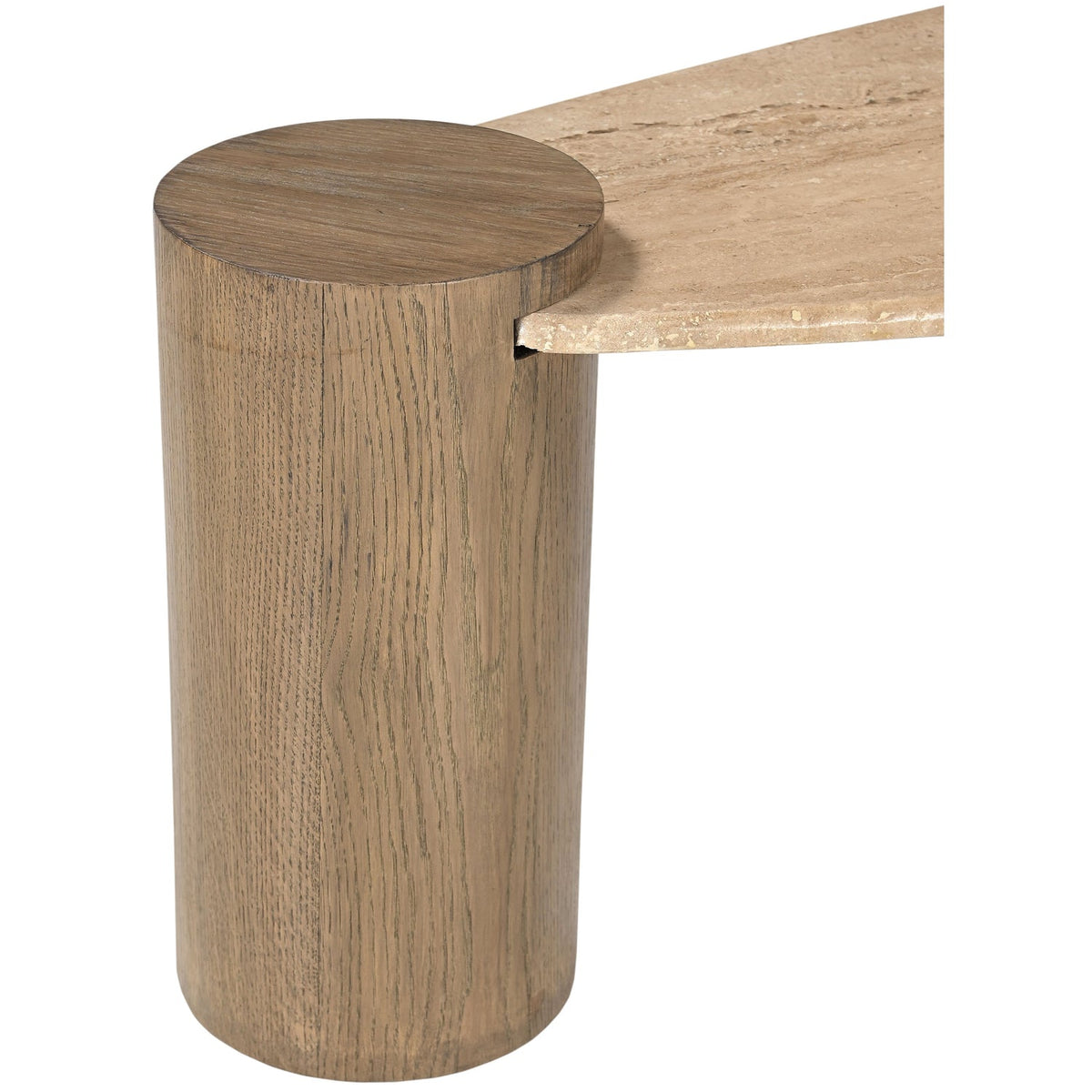 Taverna Natural Travertine Top And Oak Wood Base Coffee Table
