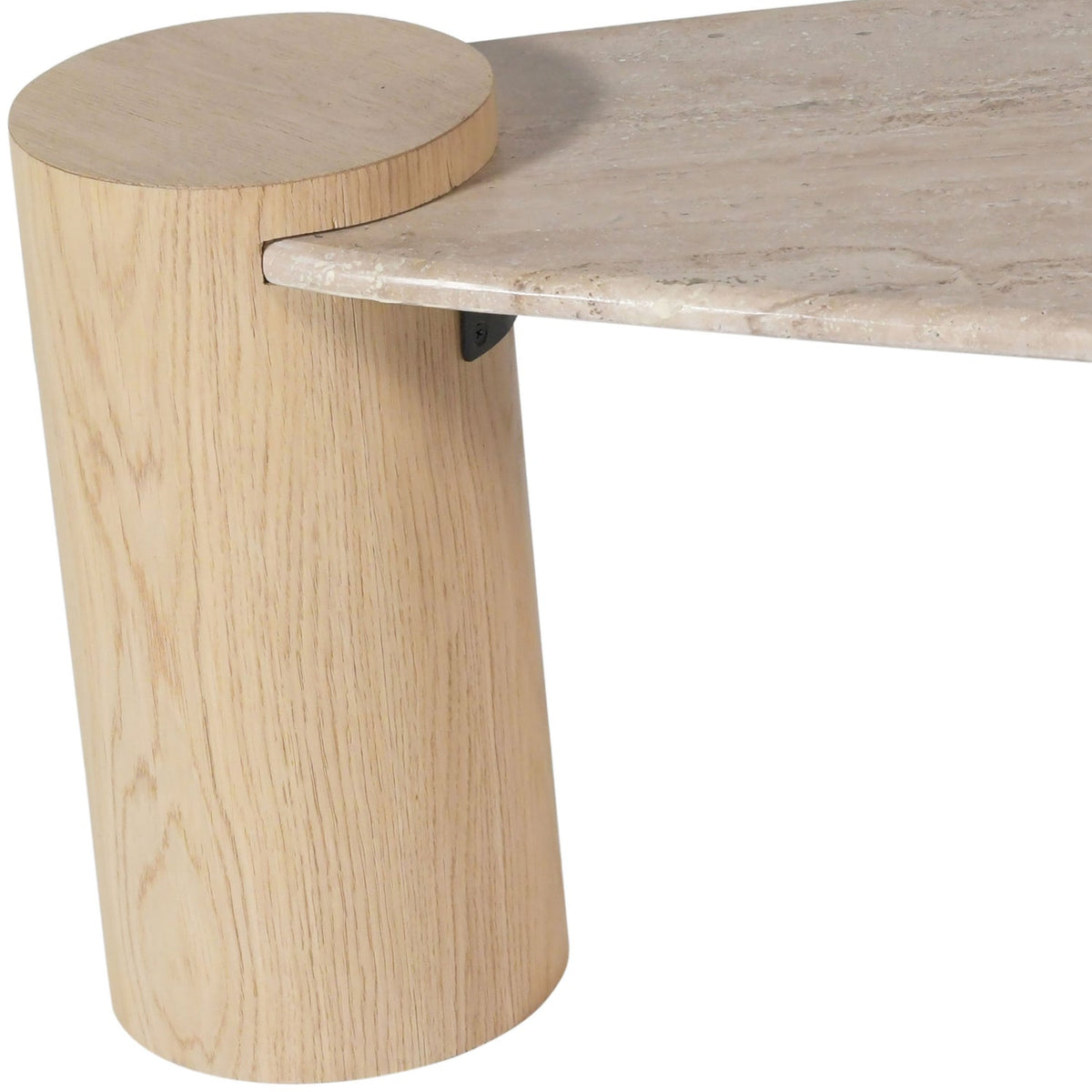Taverna Natural Travertine Top And Oak Wood Base Coffee Table