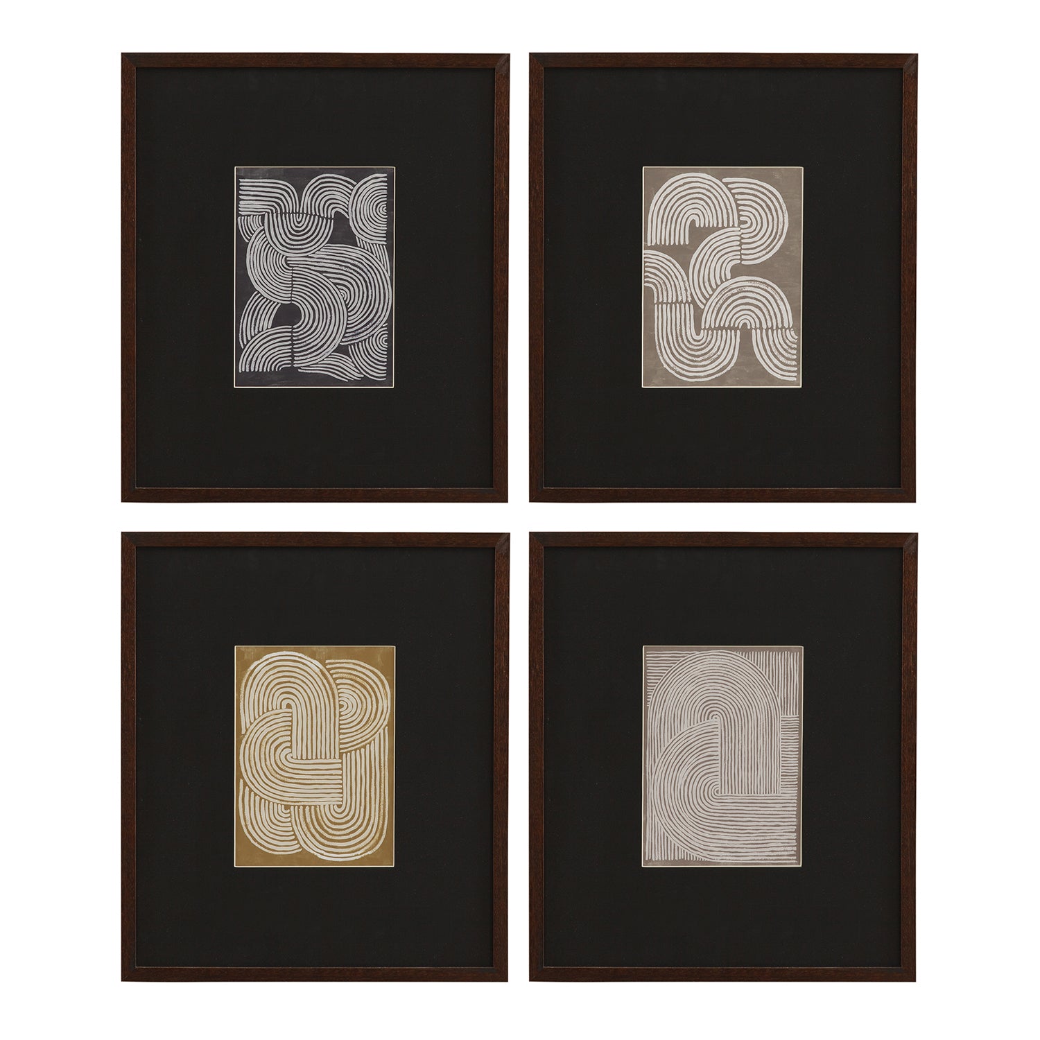 Bassett Mirror Neutral Strokes Framed Artwork Set of 4