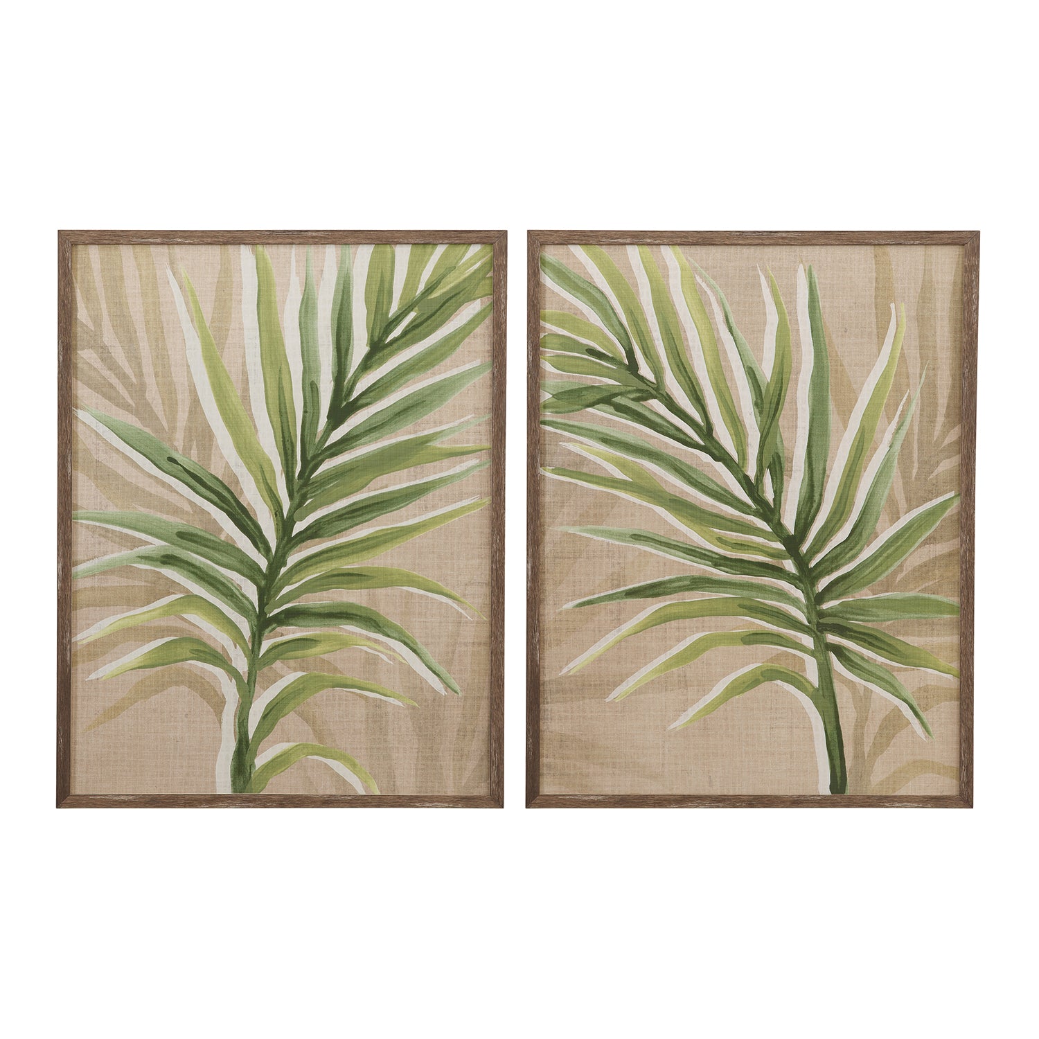 Bassett Mirror Burlap Palm Frond Framed Artwork Set of 2