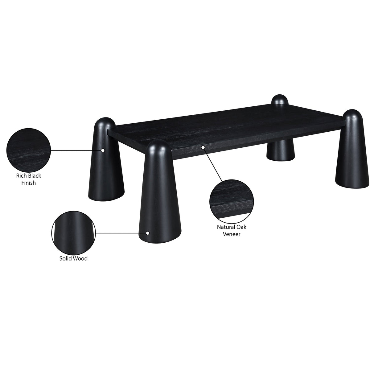 Wyndham Black Solid Wood And Oak Veneer Coffee Table