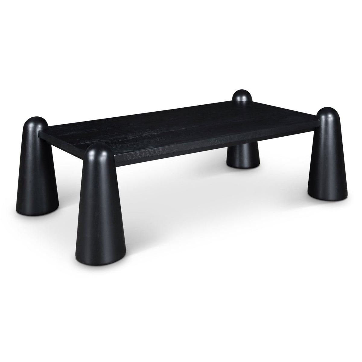 Wyndham Black Solid Wood And Oak Veneer Coffee Table in black finish, primary product view