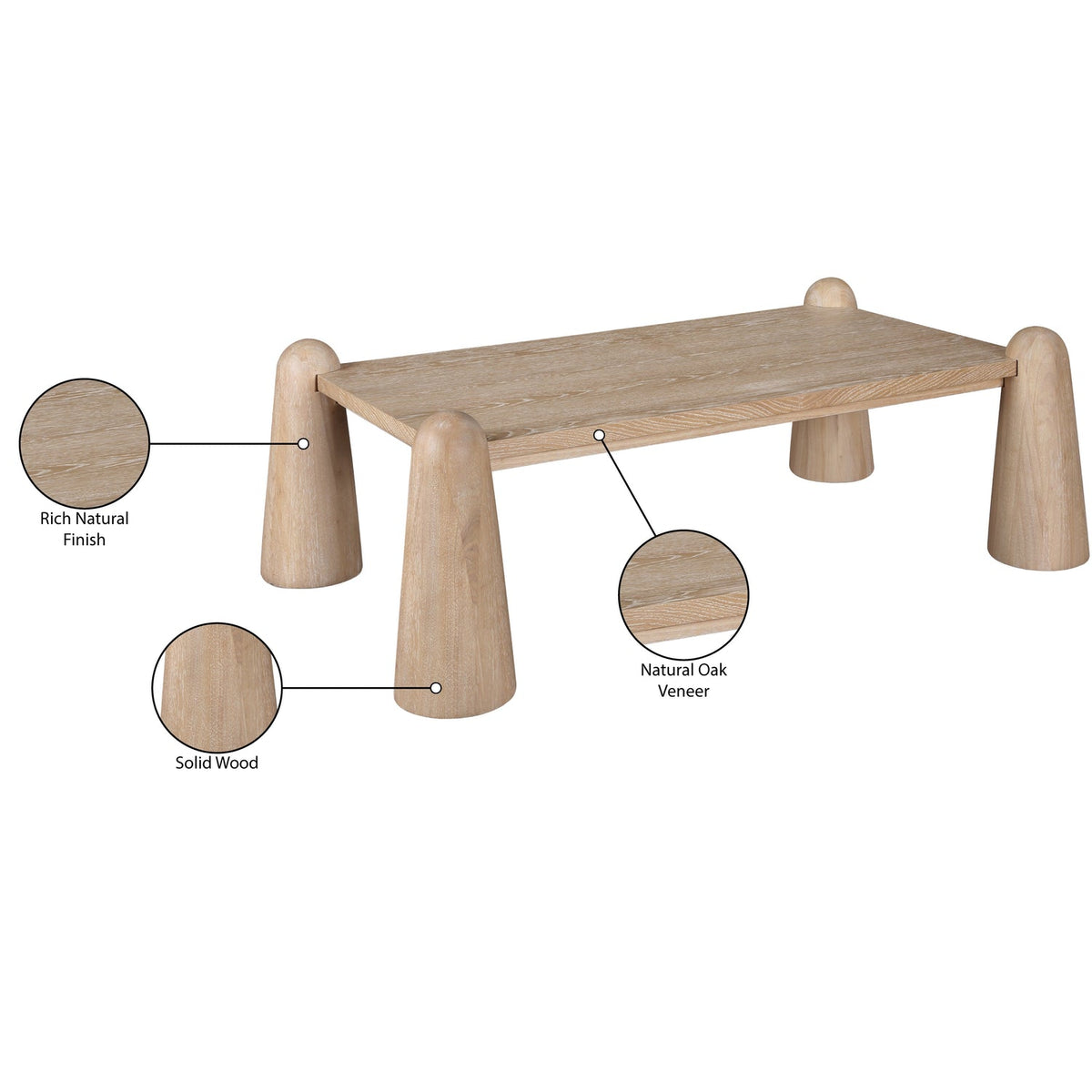 Wyndham Natural Solid Wood And Oak Veneer Coffee Table