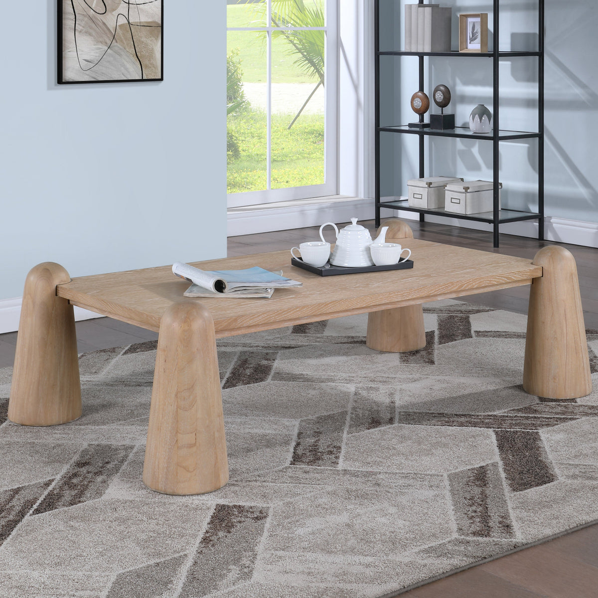Wyndham Natural Solid Wood And Oak Veneer Coffee Table