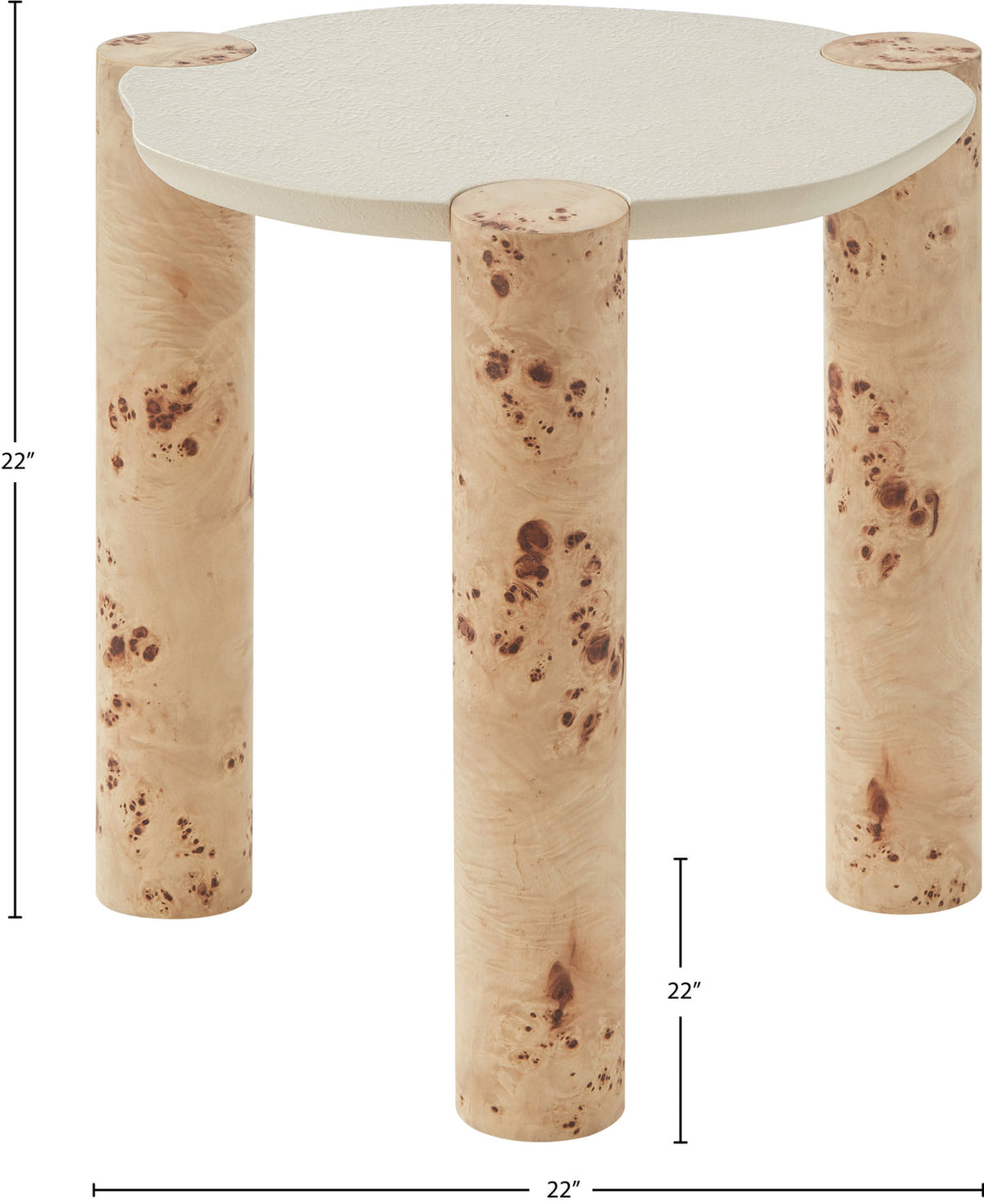 Thor Natural Resin Top And Burl Veneer Base End Side Table Set of 2