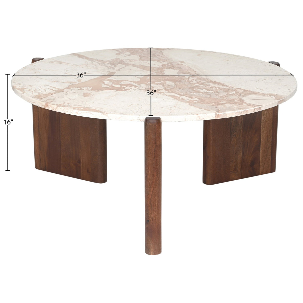 Varenna Cream Genuine Marble Top And Acacia Wood Base Coffee Table
