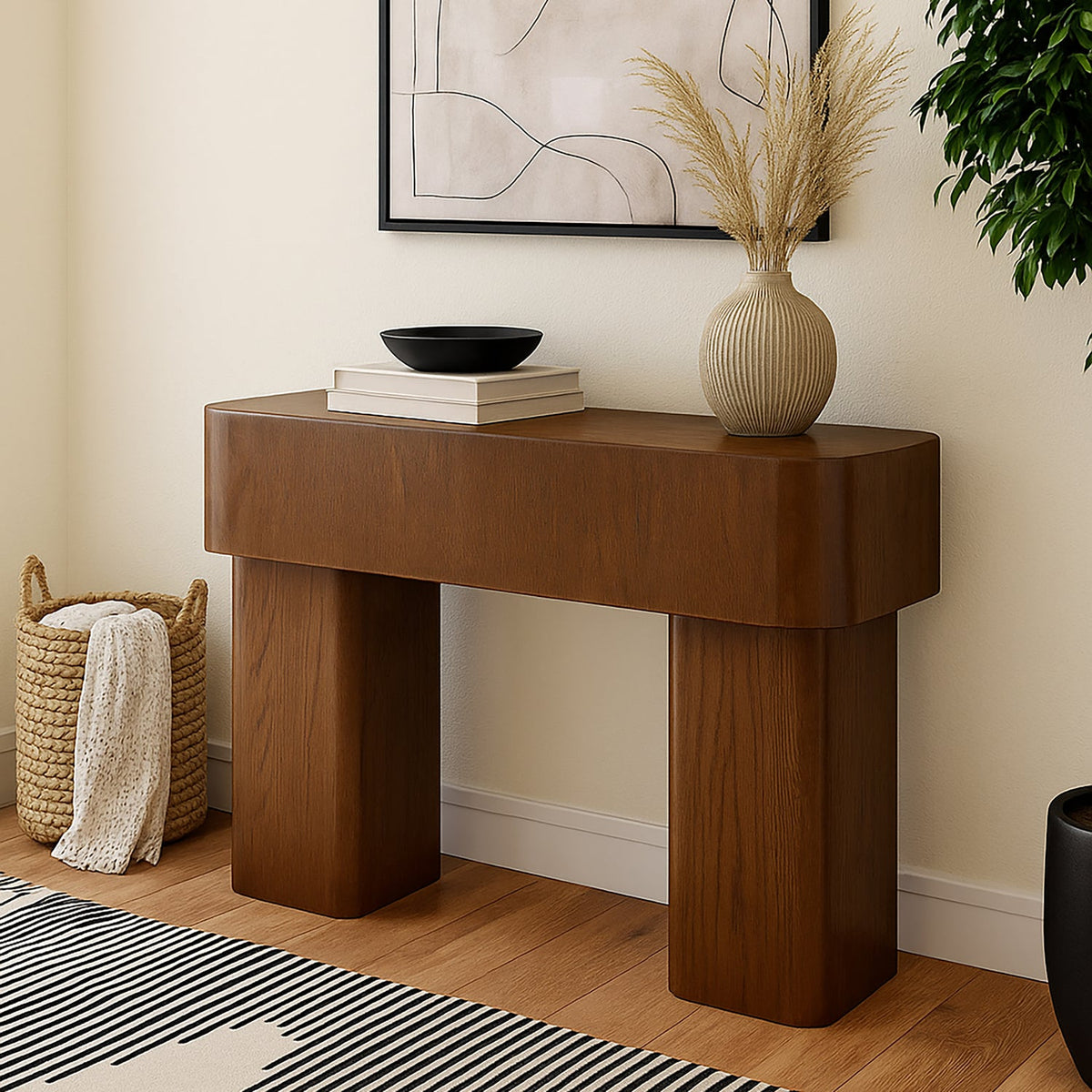 Oakmont Brown Oak Veneer Console Table