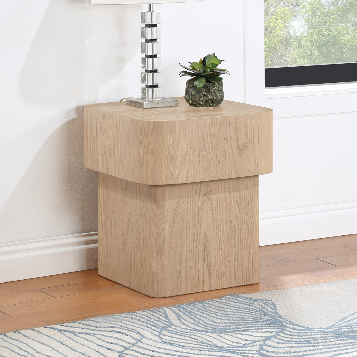 Oakmont Natural Oak Veneer End Side Table Set of 2