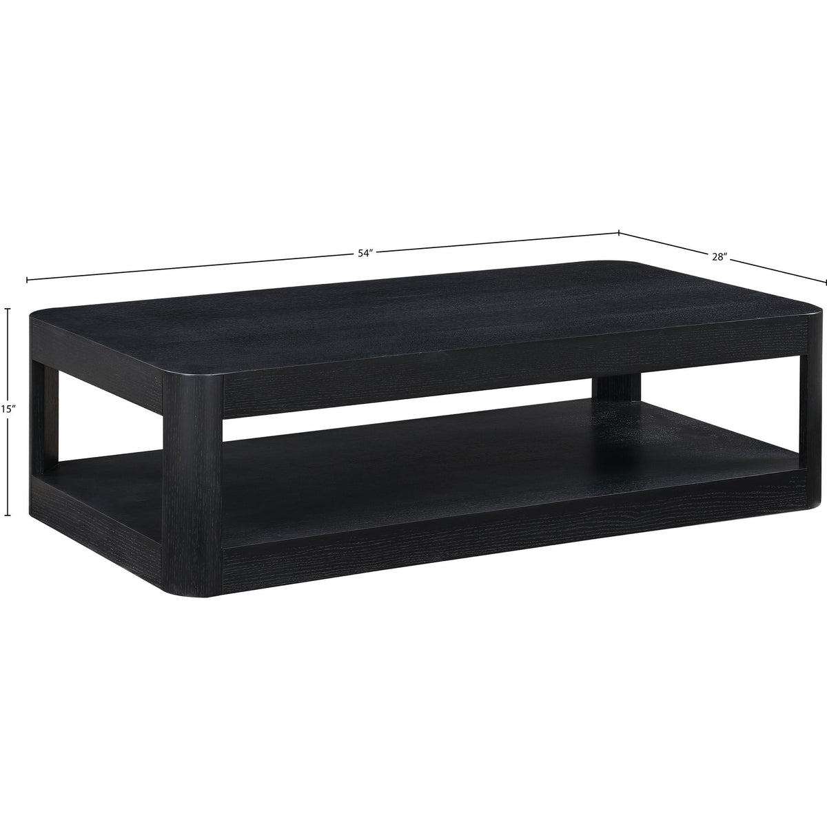 Reeves Black Solid Wood And Burl Veneer Coffee Table