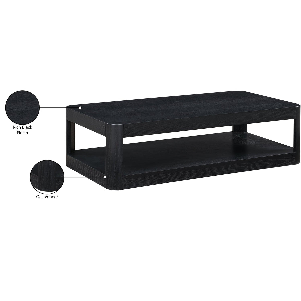 Reeves Black Solid Wood And Burl Veneer Coffee Table