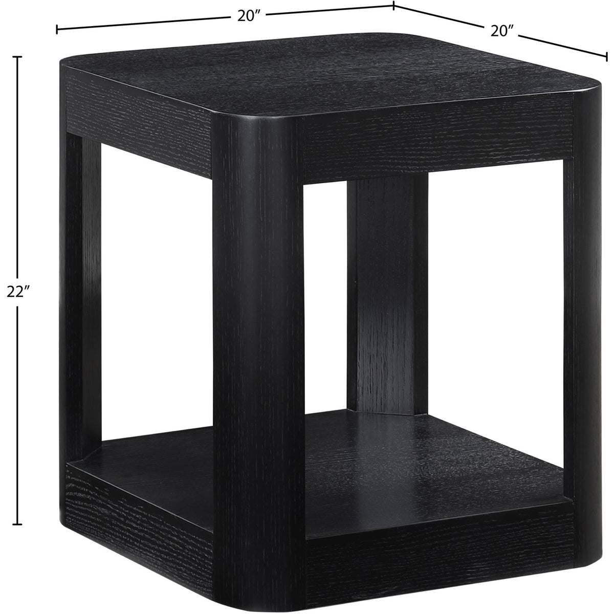 Reeves Black Solid Wood And Burl Veneer End Side Table Set of 2