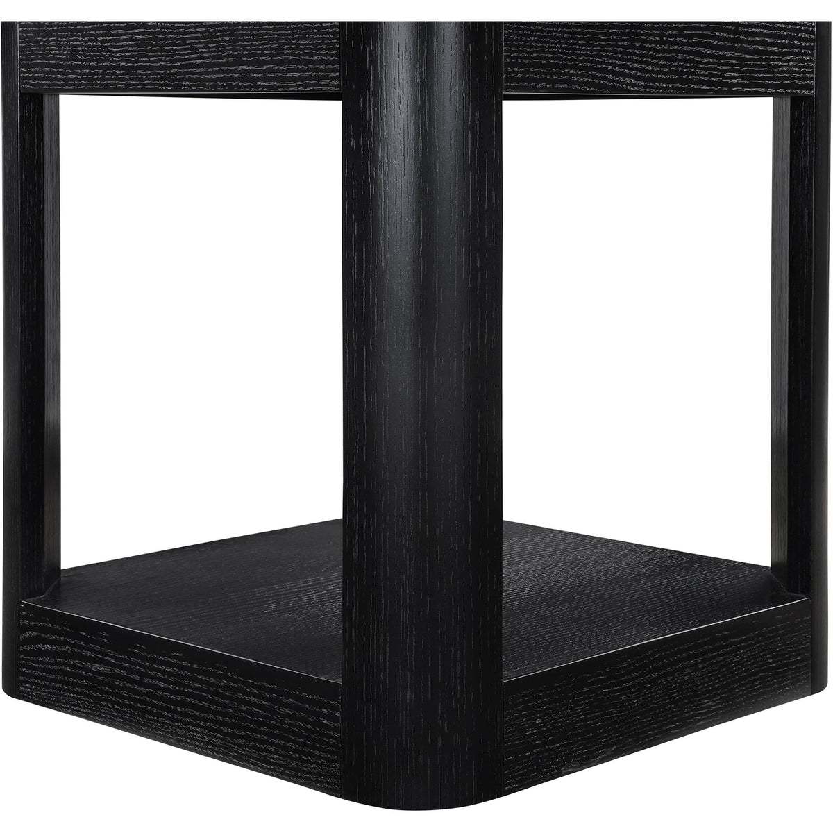 Reeves Black Solid Wood And Burl Veneer End Side Table Set of 2