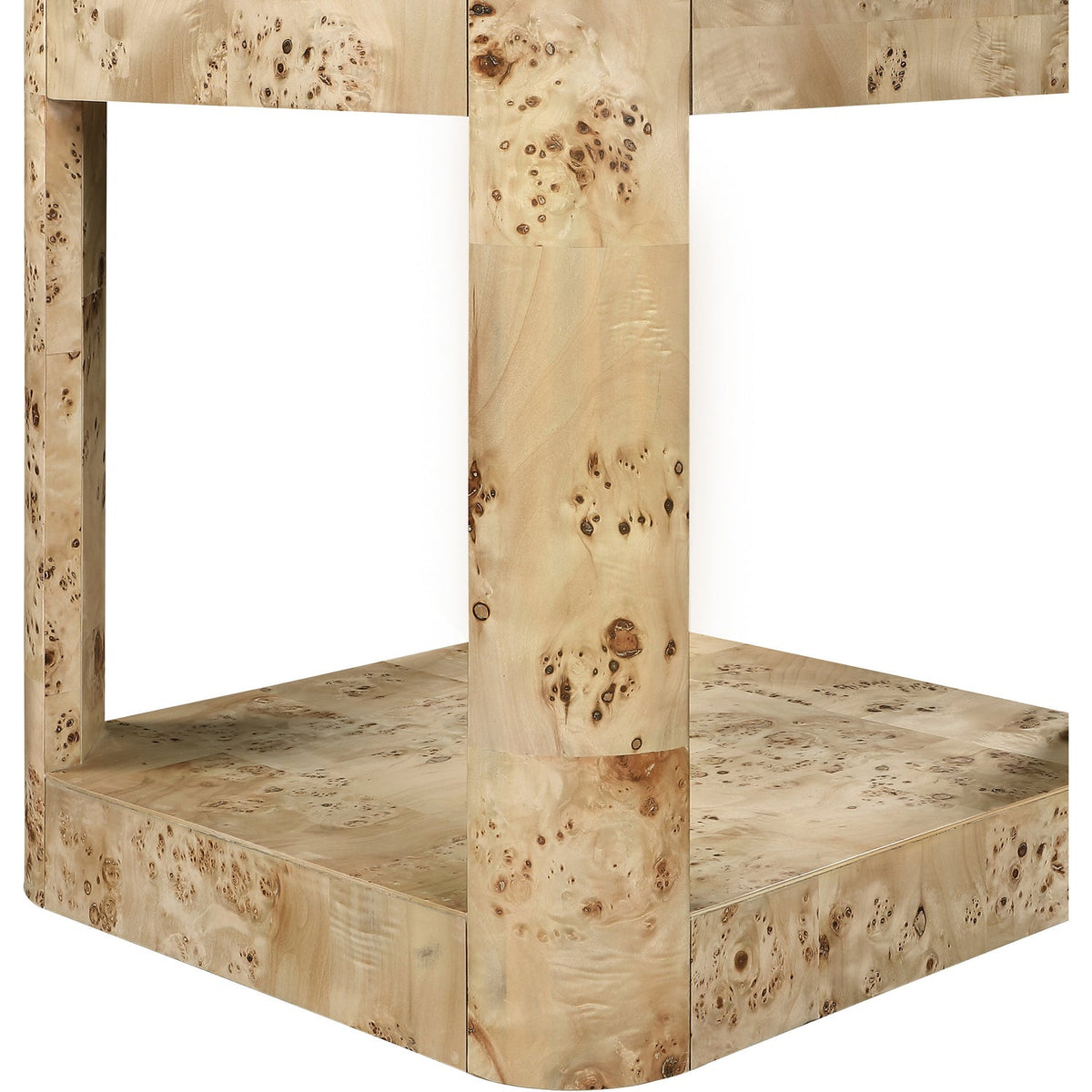 Reeves Natural Solid Wood And Burl Veneer End Side Table Set of 2