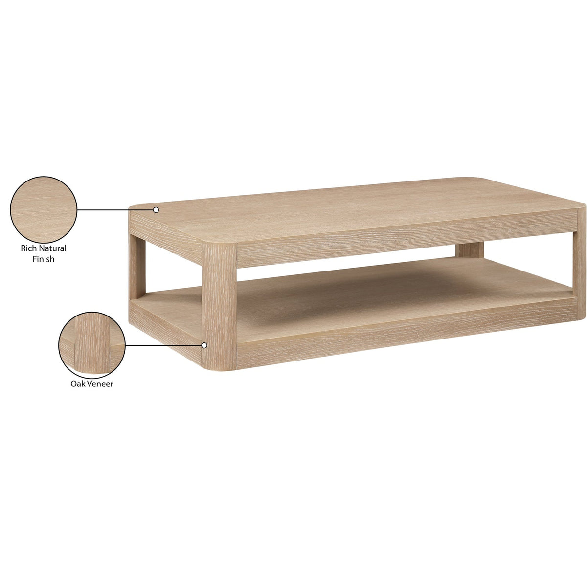 Reeves Natural Solid Wood And Burl Veneer Coffee Table