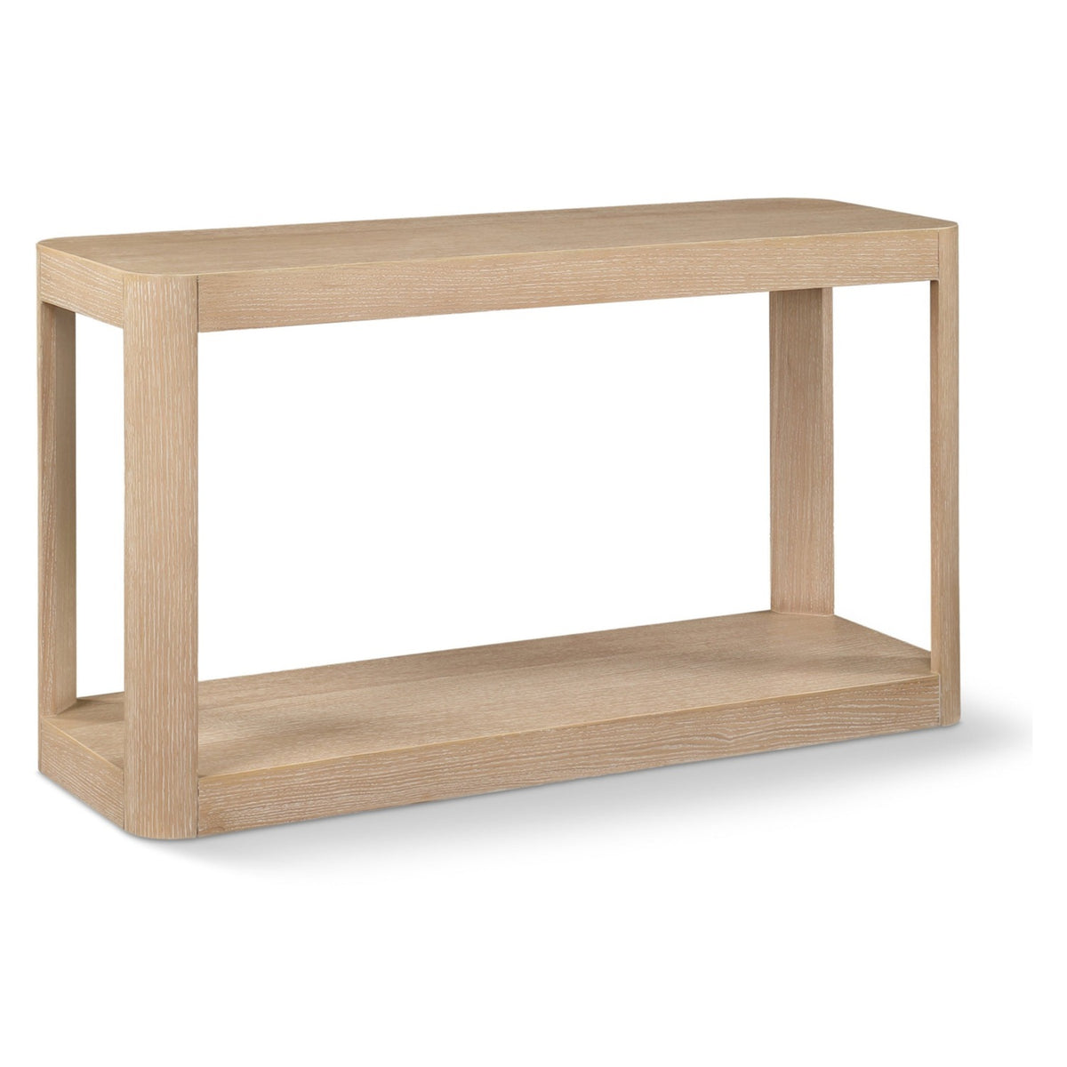 Reeves Natural Solid Wood And Burl Veneer Console Table in warm oak veneer over solid wood, primary product view