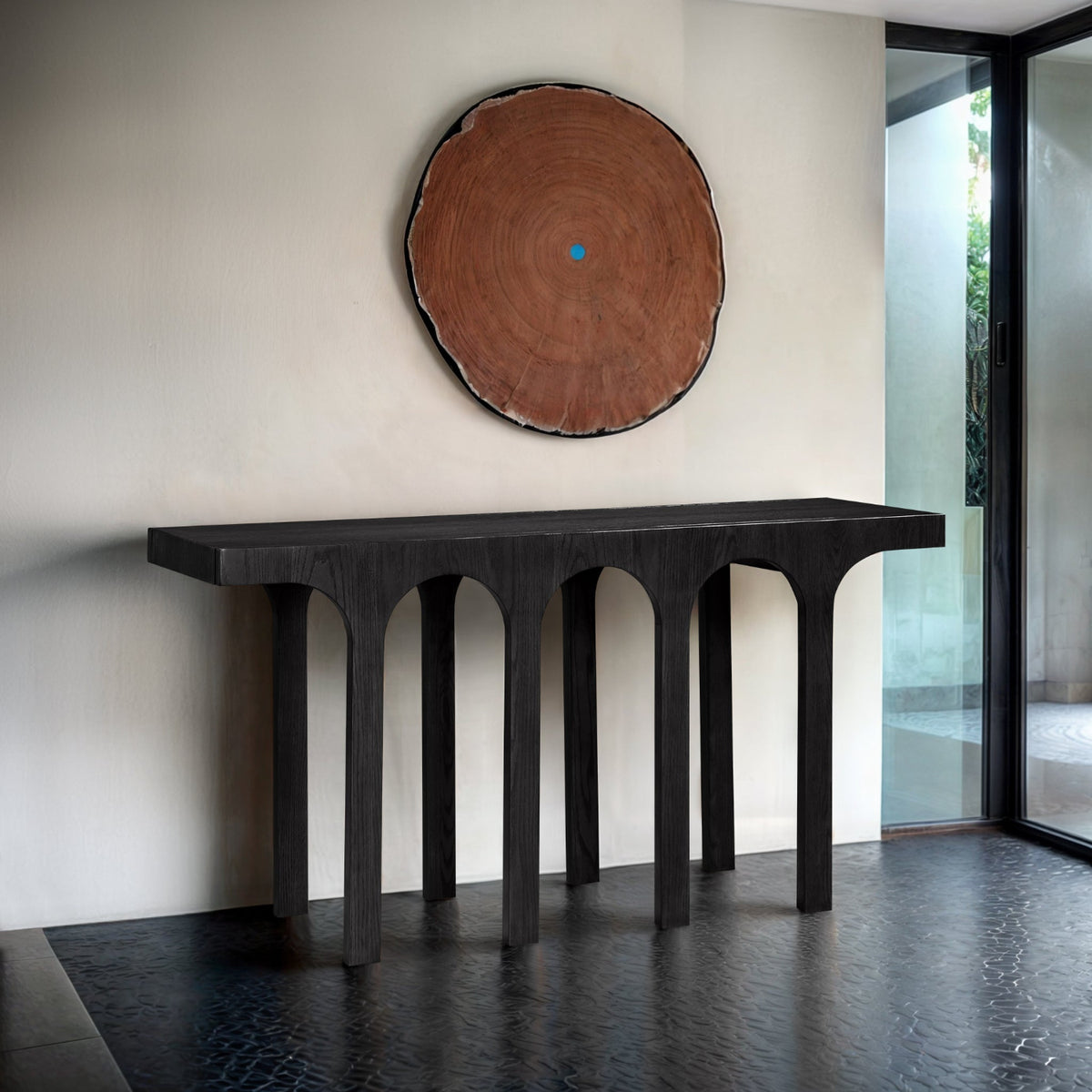 Westfield Black Solid Wood And Oak Veneer Console Table