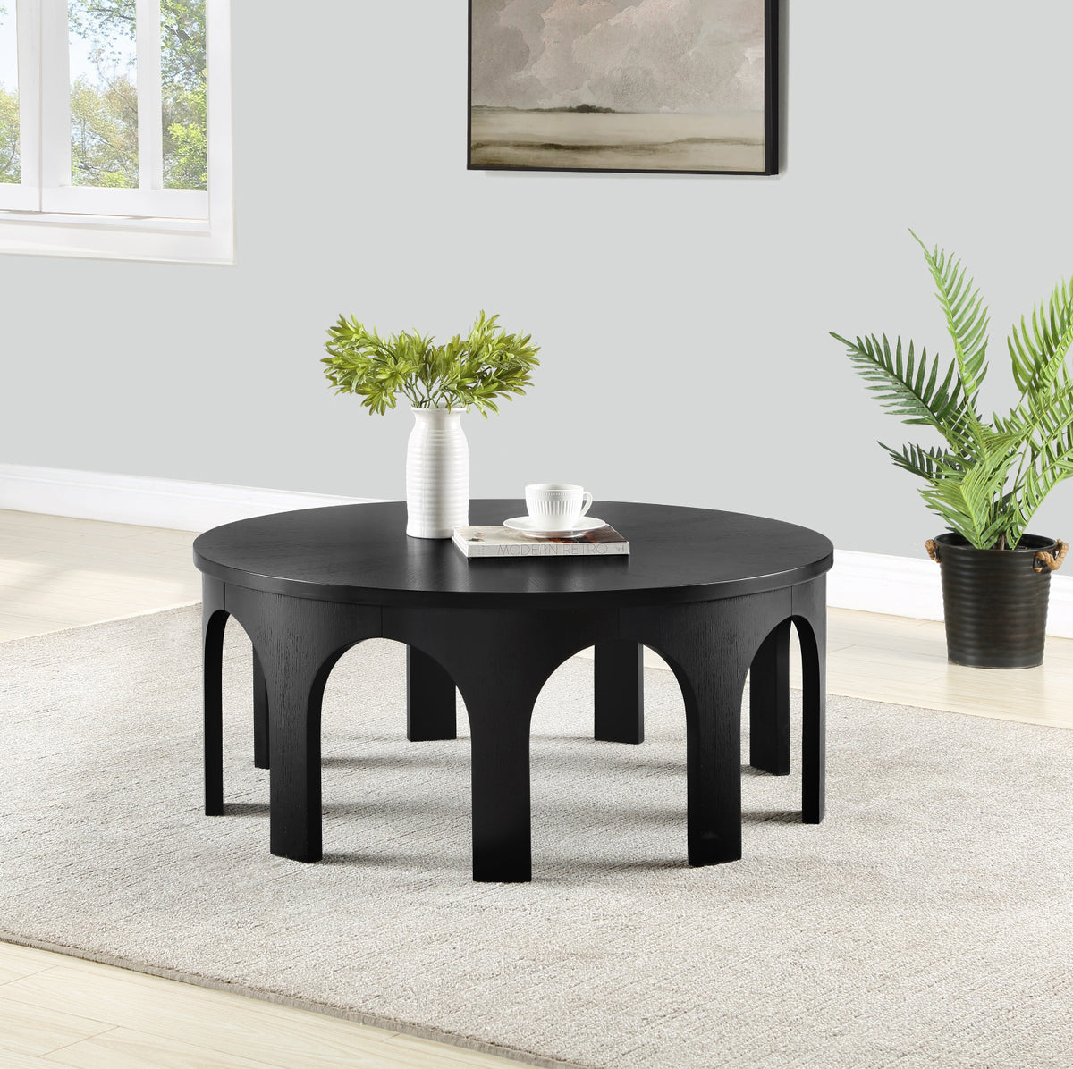 Westfield Black Solid Wood And Oak Veneer Coffee Table