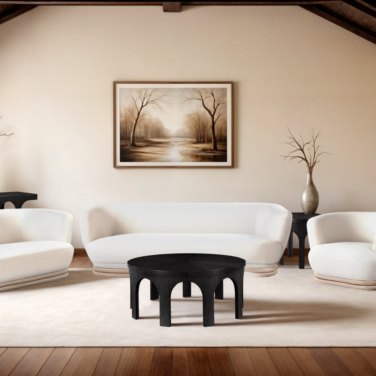Westfield Black Solid Wood And Oak Veneer Coffee Table