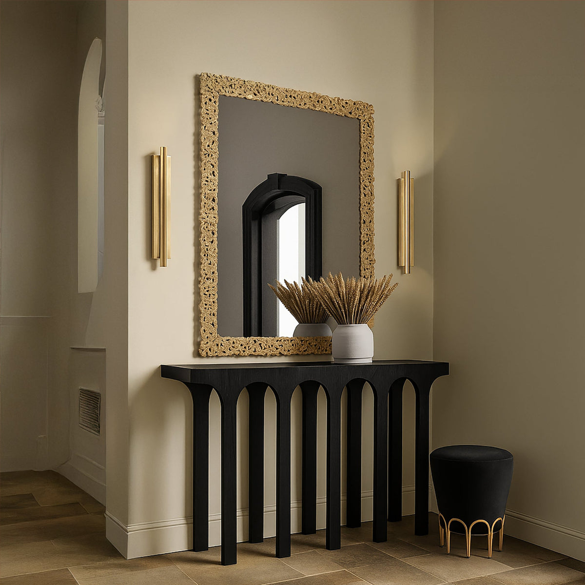 Westfield Black Solid Wood And Oak Veneer Console Table