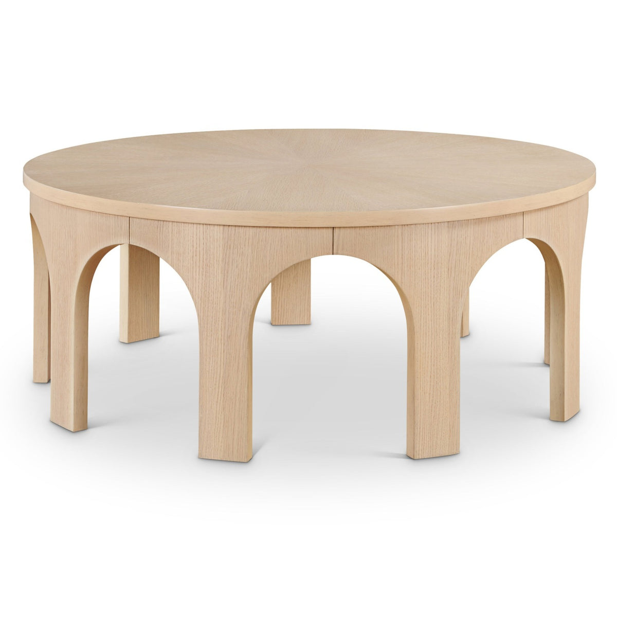 Westfield Natural Solid Wood And Oak Veneer Coffee Table in natural oak veneer, Art Deco design, primary product view