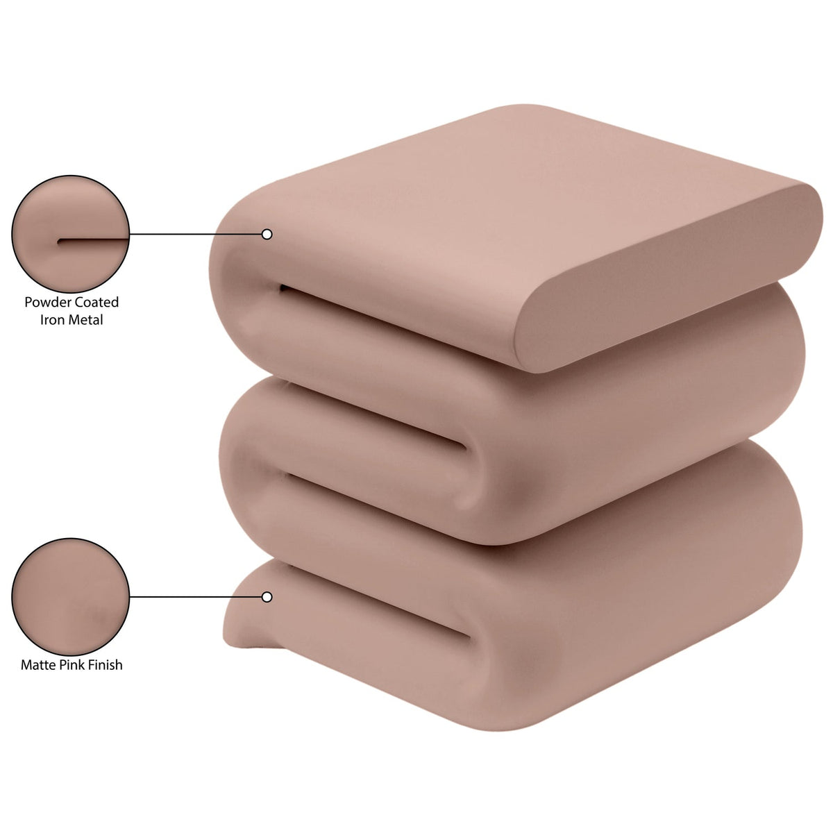 Roland Pink Iron End Table Set of 2