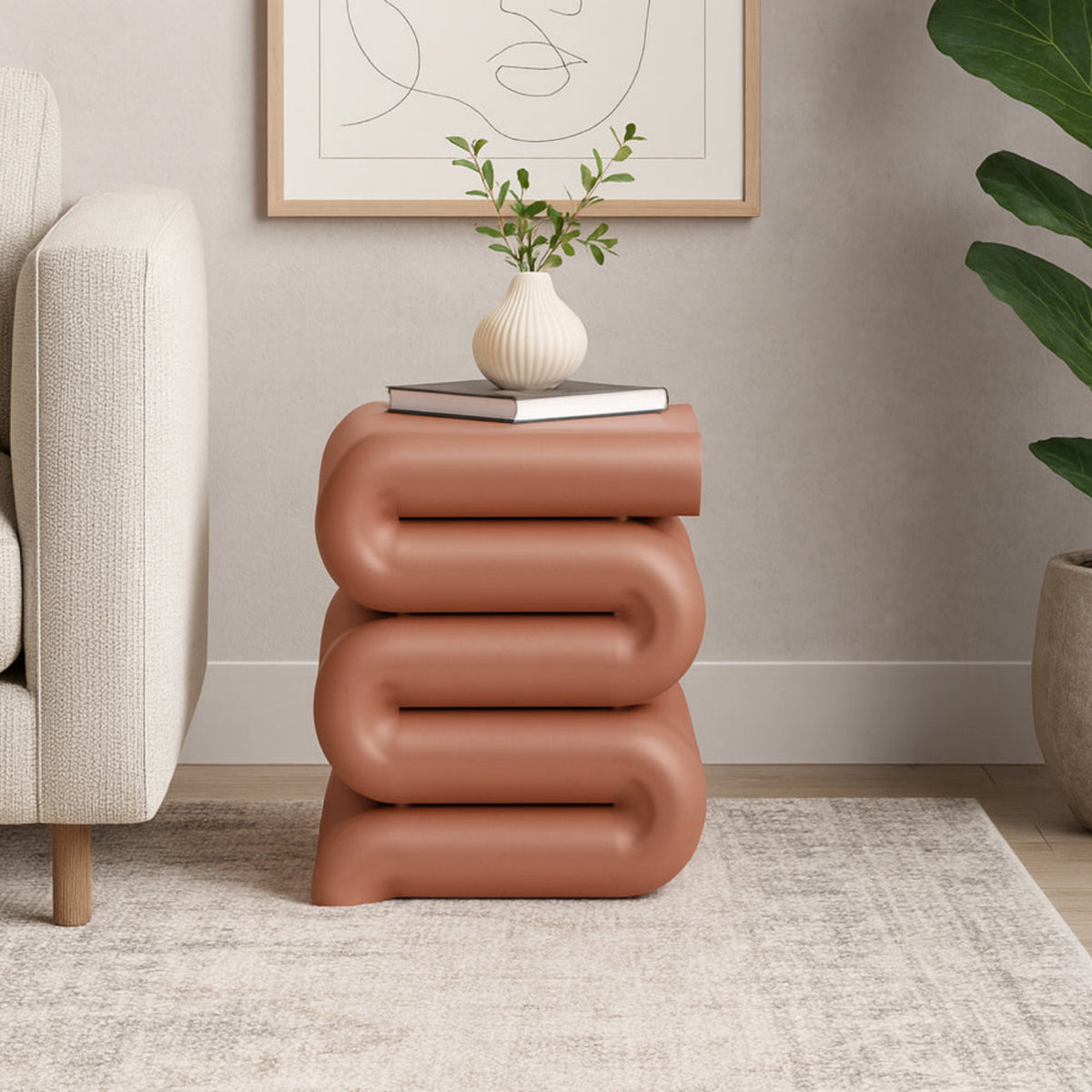 Roland Terracotta Iron End Table Set of 2