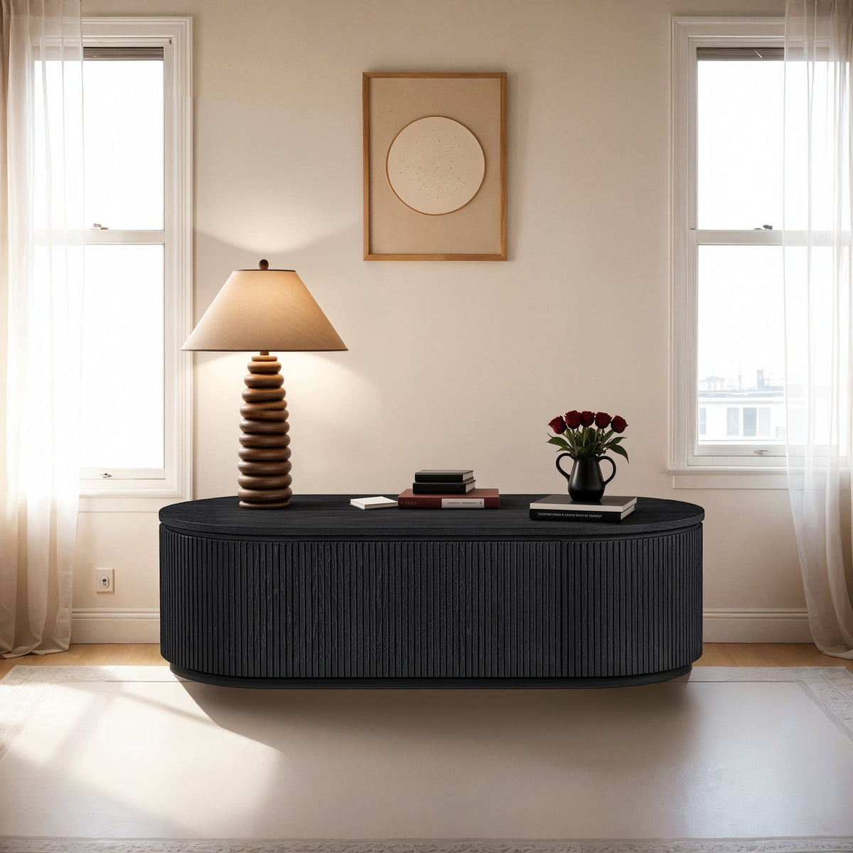 Moana Black Solid Wood Storage Coffee Table
