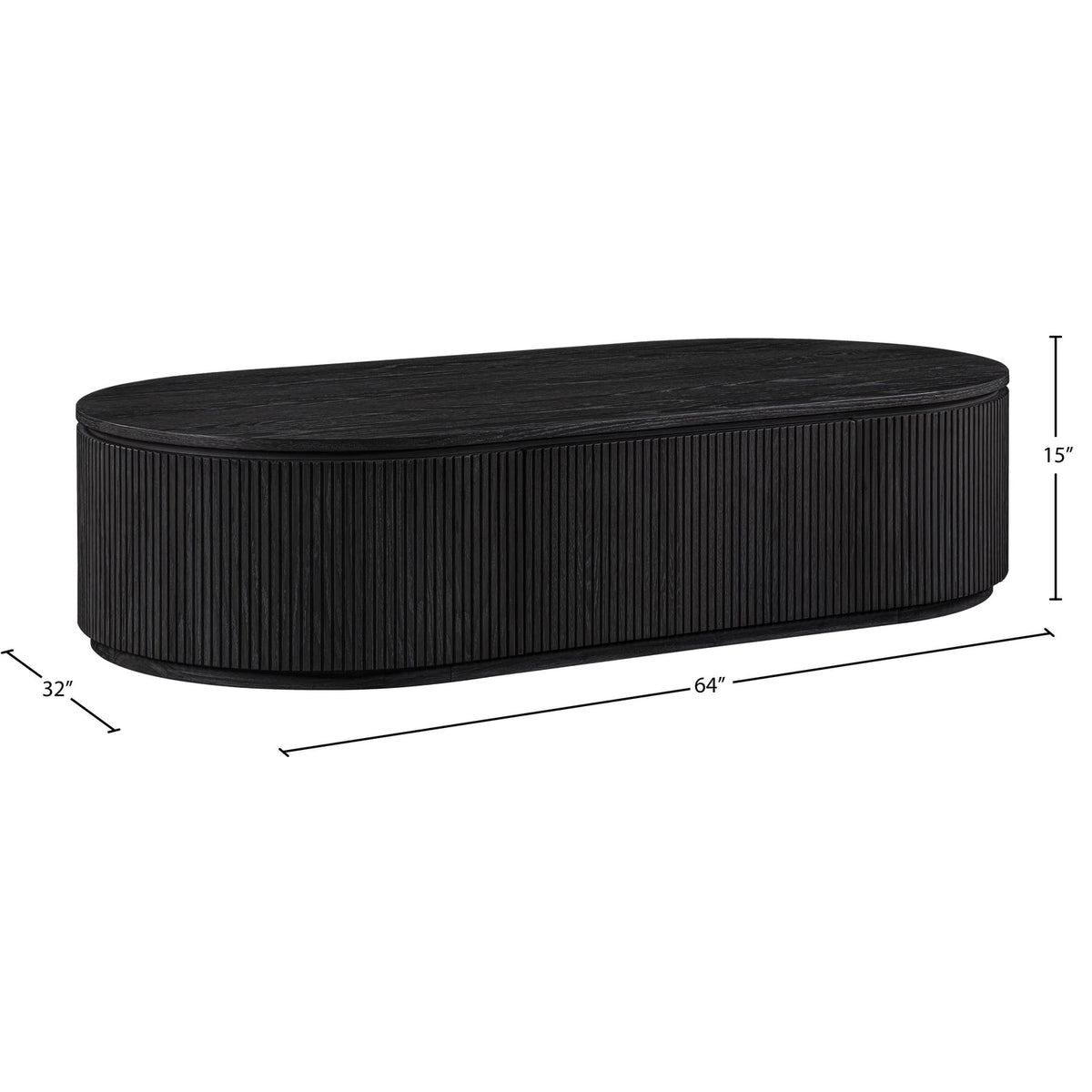 Moana Black Solid Wood Storage Coffee Table