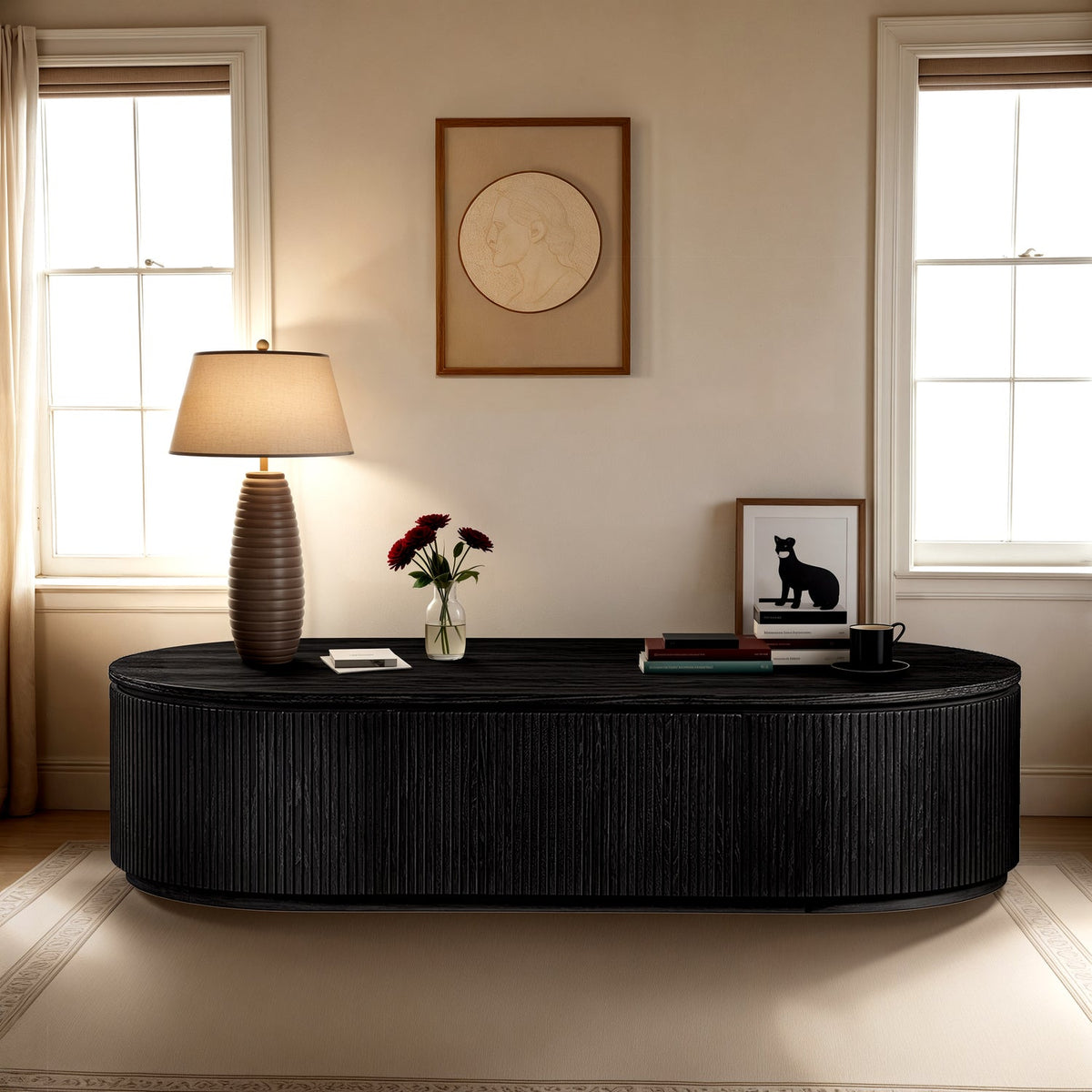 Moana Black Solid Wood Storage Coffee Table